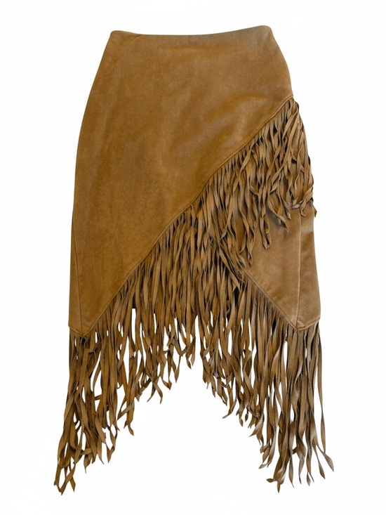 Express Dresses & Skirts - Express Tan Faux Suede Fringe Skirt – Size 00